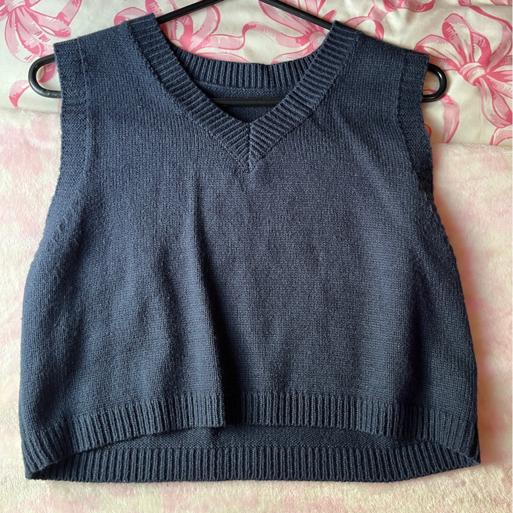 Women's Blue Knit Sweater Vest